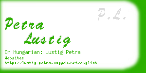 petra lustig business card